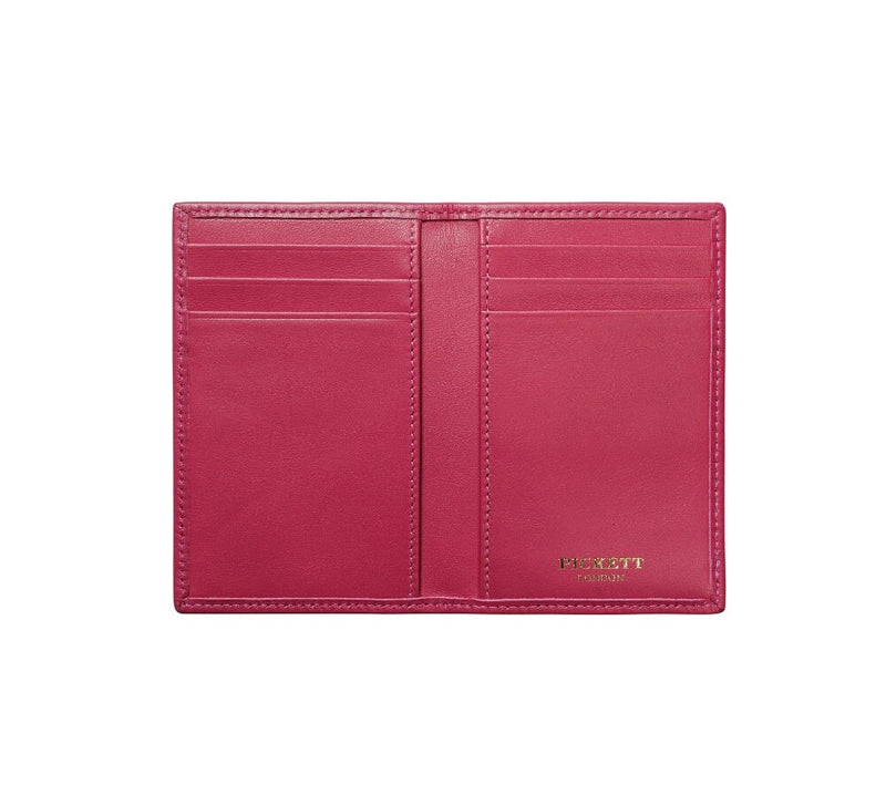Vertical Card Case Credit Card Case Fuchsia Calfskin 