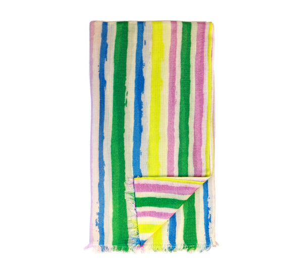 Vertical Painted Brushstroke Stole Pashmina & Scarves Green 