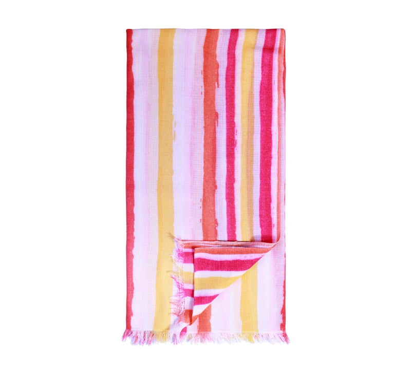 Vertical Painted Brushstroke Stole Pashmina & Scarves Orange 