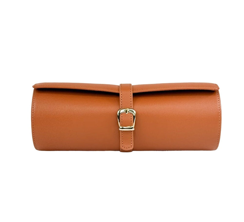 Watch Roll With Mini Cufflink Box Jewellery & Cufflink Boxes Soft Tan 