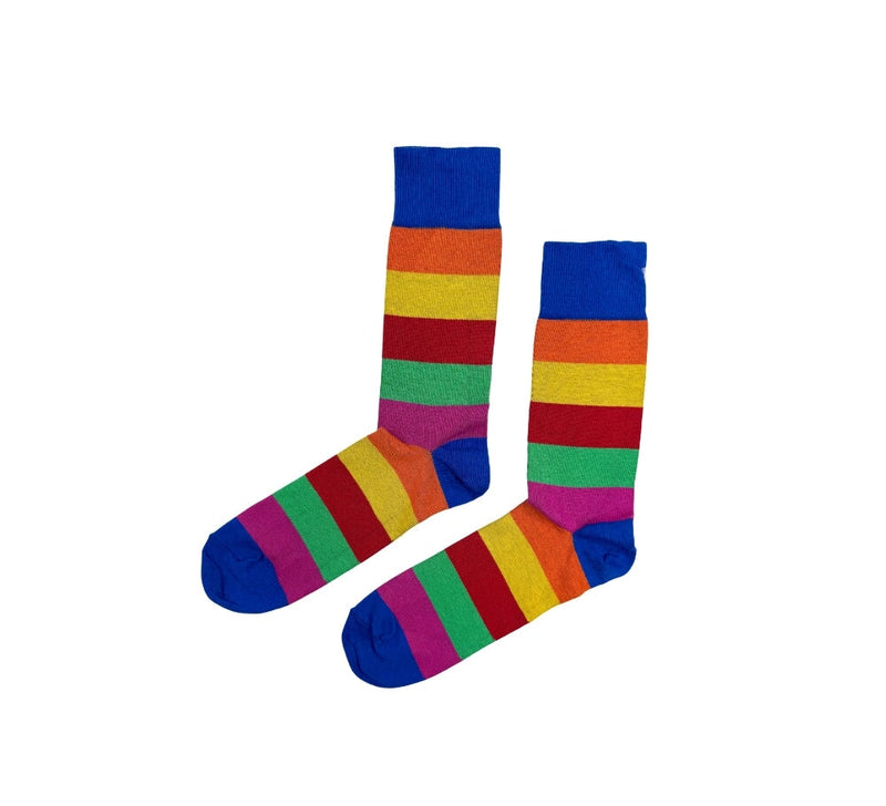 Wide Multicoloured Stripe Socks Textiles Royal Blue 