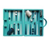 A4 Backgammon Set Games Aqua / Teal / White 