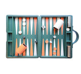 A4 Backgammon Set Games Dark Green / Orange / White 