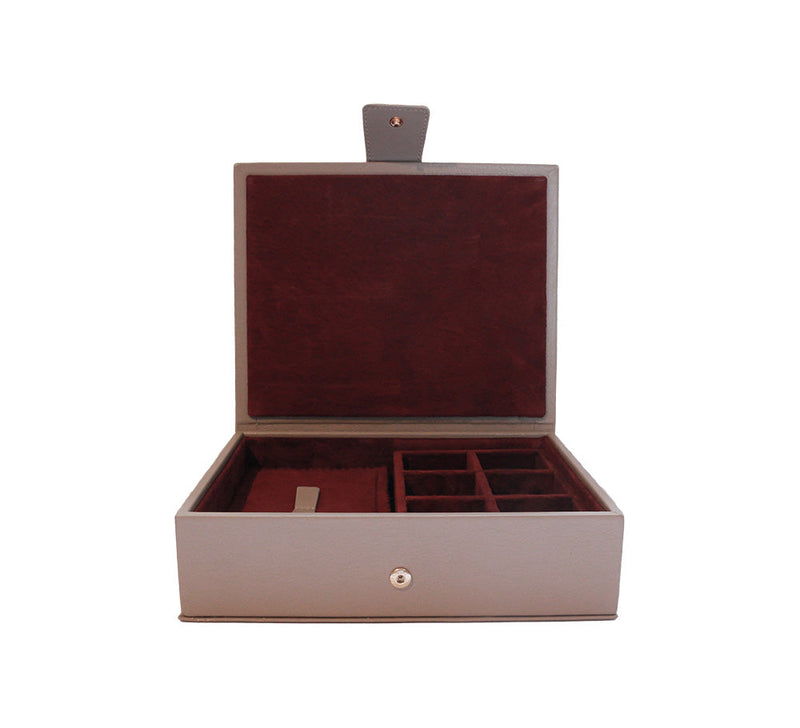 Divided Cufflink and Trinket Box Jewellery & Cufflink Boxes Taupe 