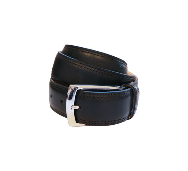 Double Stitched Calf Leather Belt Belt Black / Nickel 32 