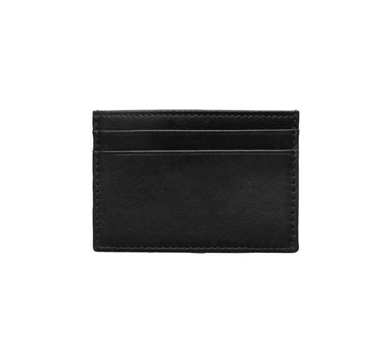 Flat Card Case Credit Card Case Black Lambskin 