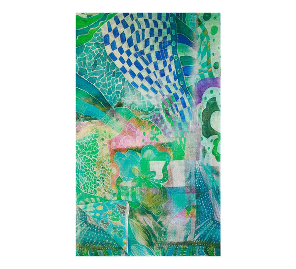 Fleurs Vertes Linen Stole Pashmina & Scarves 