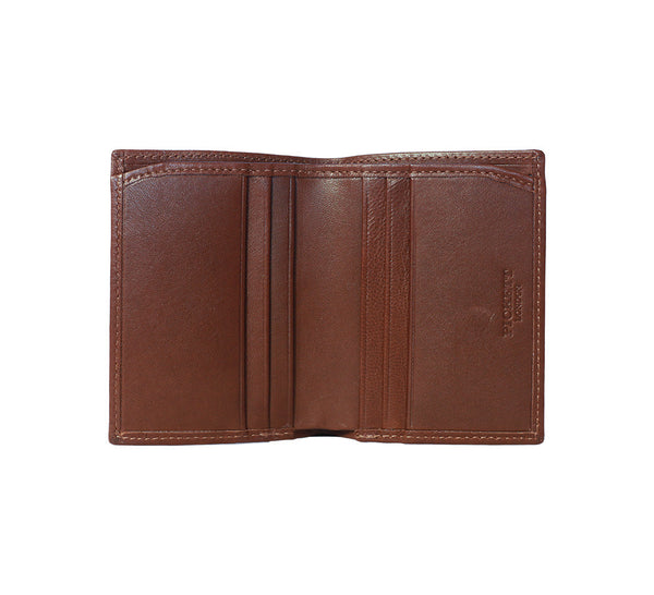 Folding Credit Card Case with Note Section Credit Card Case Chestnut Lambskin 