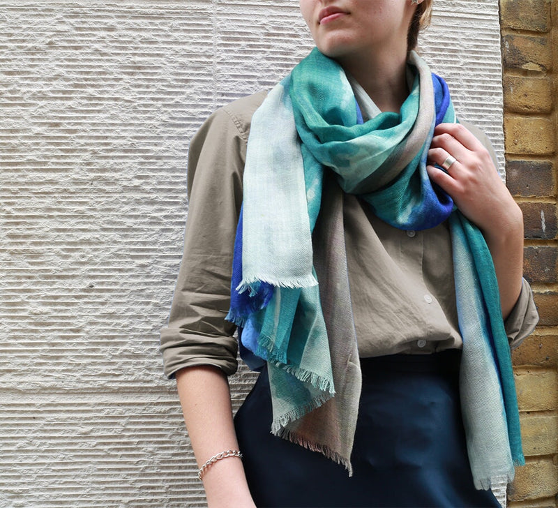 Green Waves Stole Pashmina & Scarves 