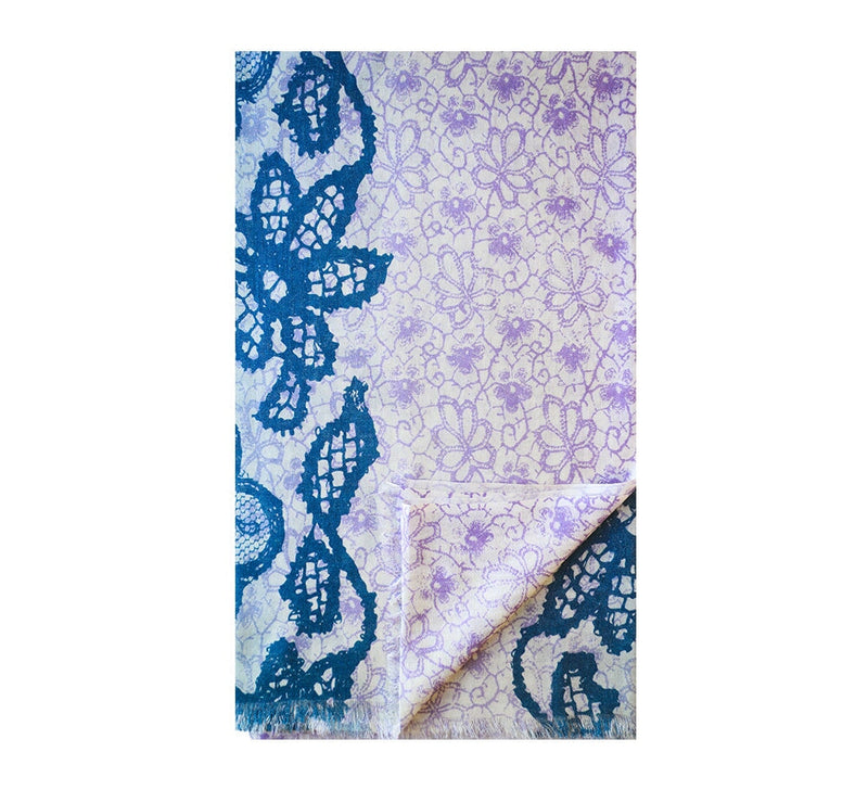 Indian Flower Stole Pashmina & Scarves Blue 