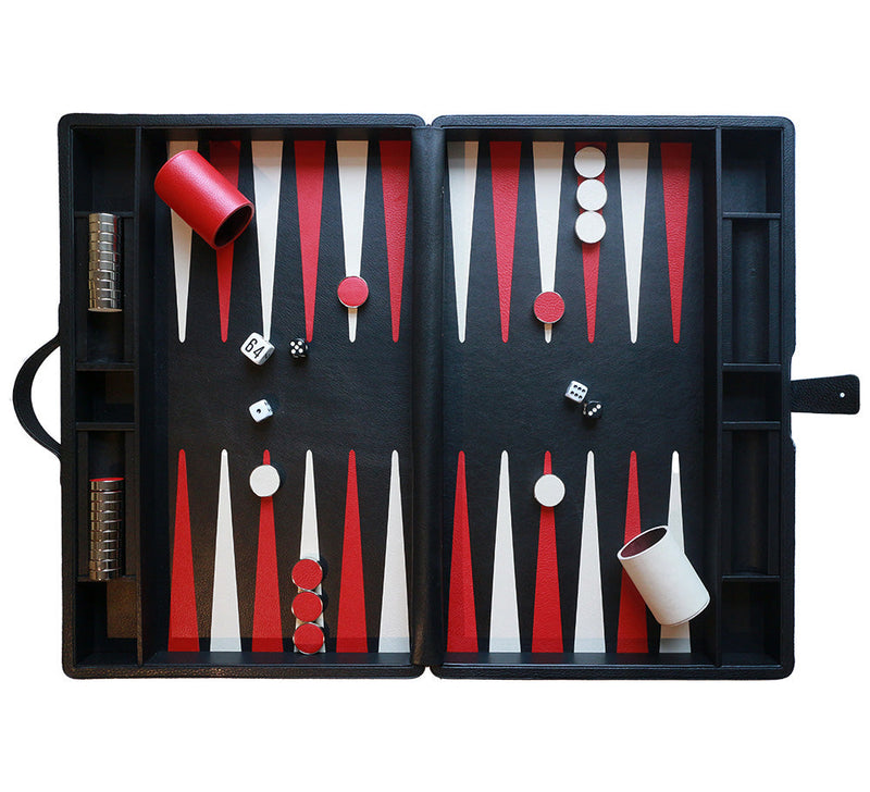 Large Backgammon Set Games Black / White / Red 