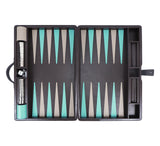 Large Backgammon Set Games Dark Brown / Aqua / Taupe 