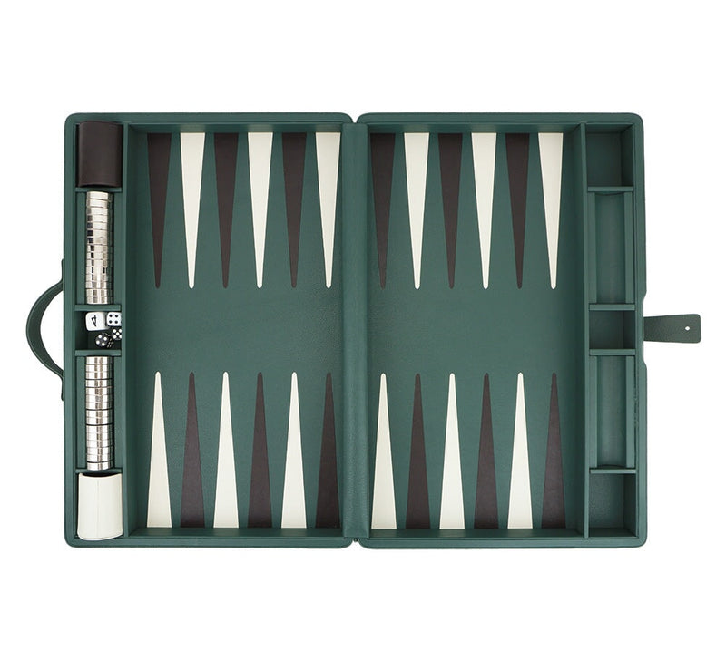 Large Backgammon Set Games Dark Green / Brown / White 