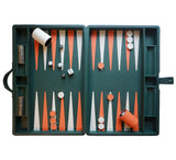 Large Backgammon Set Games Dark Green / White / Orange 