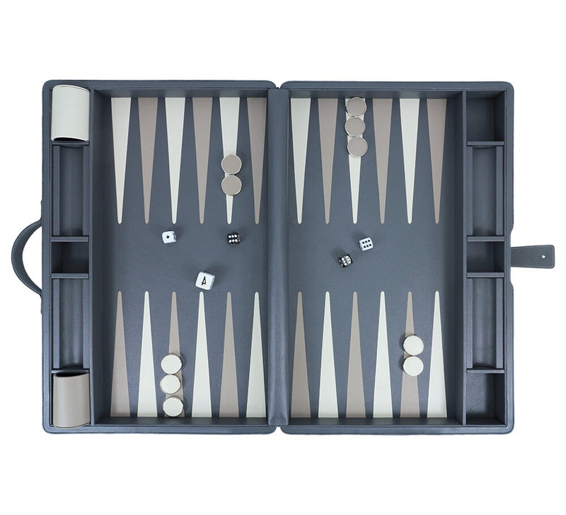 Large Backgammon Set Games Grey / Taupe / White 