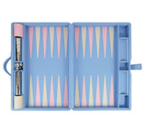 Large Backgammon Set Games Light Blue / Pink / Ivory 
