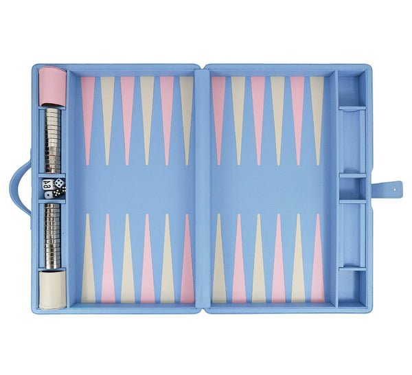 Large Backgammon Set Games Light Blue / Pink / Ivory 