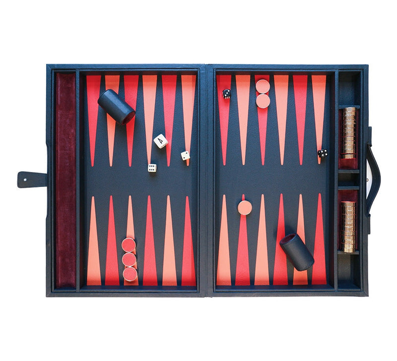 Large Backgammon Set Games Navy / Orange / Red 