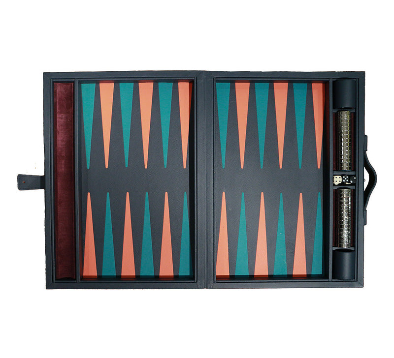 Large Backgammon Set Games Navy / Orange / Teal 