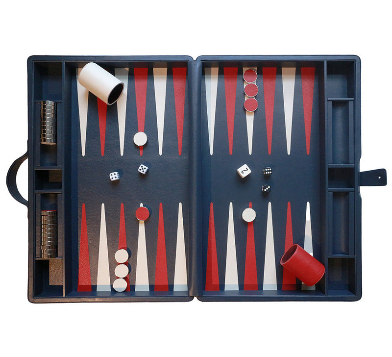 Large Backgammon Set Games Navy / White / Red 