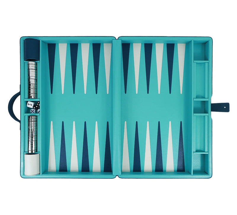 Large Backgammon Set Games Teal / Aqua / White 