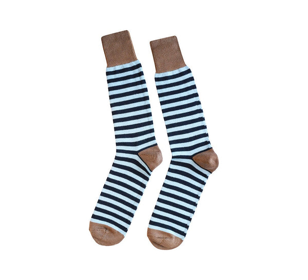 Narrow Two Tone Hoops Socks Textiles Navy / Powder Blue 