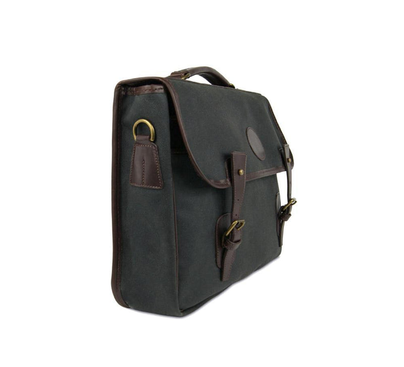 One Pocket Buckle Waxed Canvas Briefcase - Pickett London