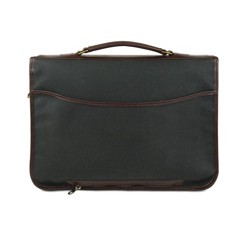 One Pocket Buckle Waxed Canvas Briefcase Pickett London