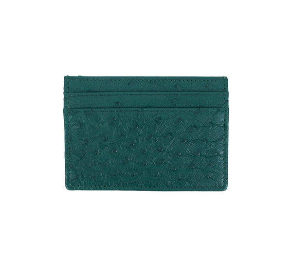 Ostrich Flat Card Case Credit Card Case Dark Green 