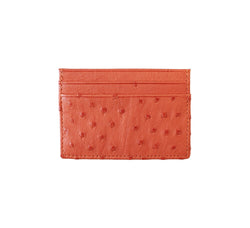 Ostrich Flat Card Case Credit Card Case Orange 