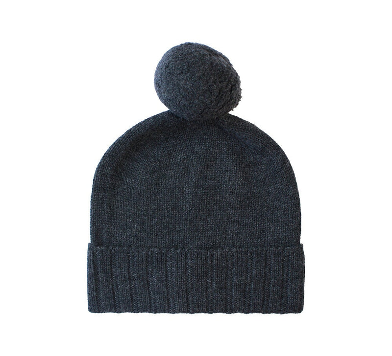 Pure Cashmere Pom Pom Hat Textiles Charcoal 