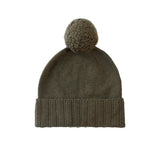 Pure Cashmere Pom Pom Hat Textiles Olive 