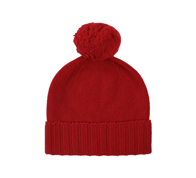 Pure Cashmere Pom Pom Hat Textiles Red 