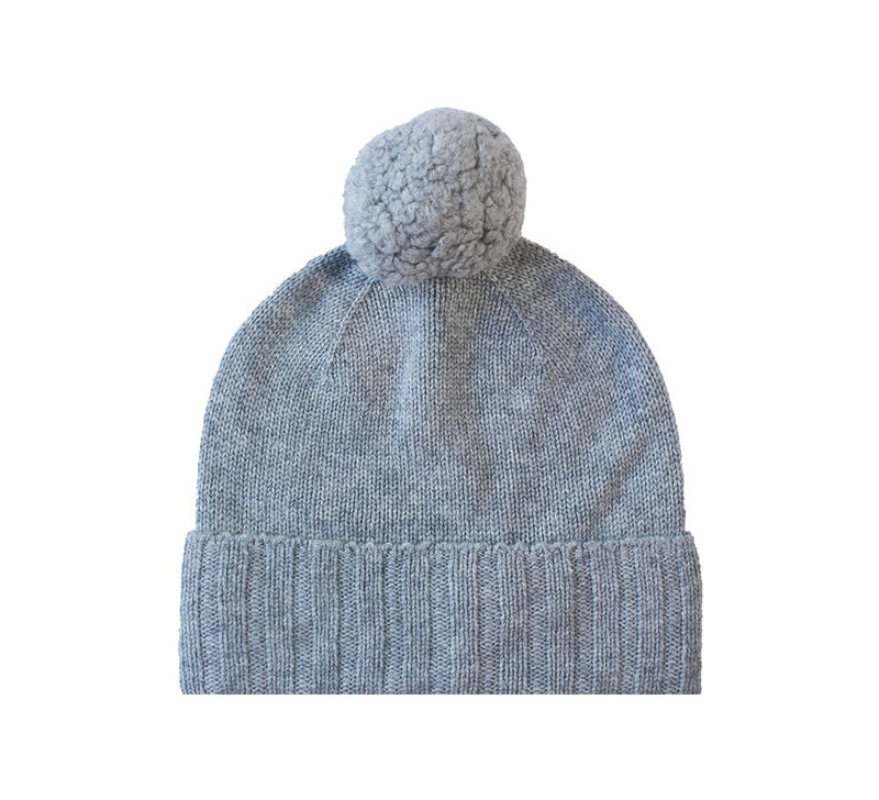 Pure Cashmere Pom Pom Hat Textiles Silver 