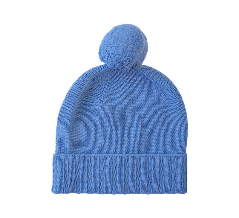 Pure Cashmere Pom Pom Hat Textiles Sky Blue 
