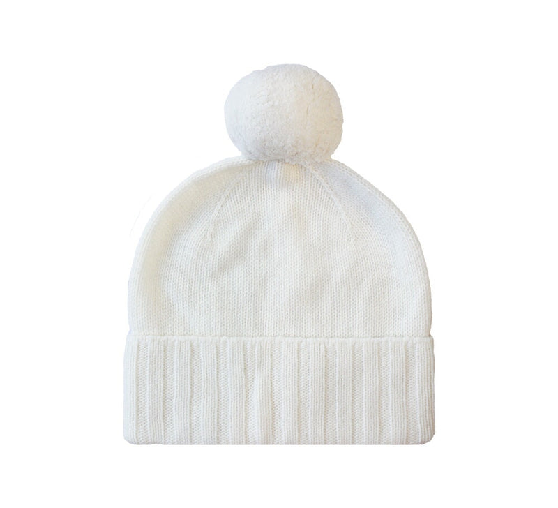 Pure Cashmere Pom Pom Hat Textiles White 