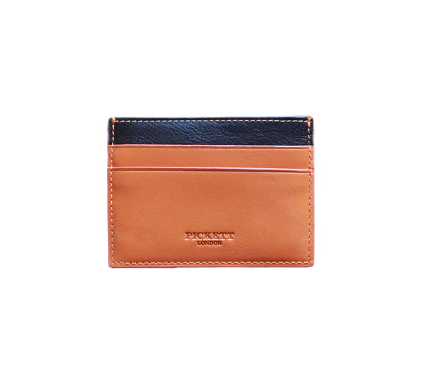 RFID Contrast Flat Card Case Credit Card Case Orange / Dark Brown 