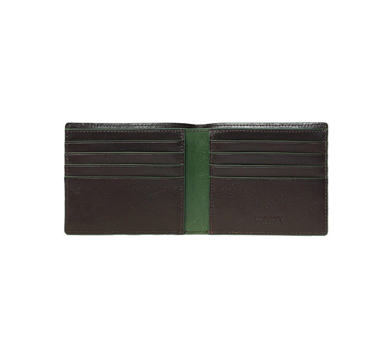 RFID Contrast Tip Short Wallet Wallets Dark Brown / Green 