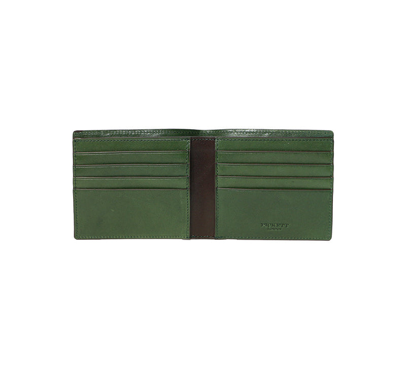 RFID Contrast Tip Short Wallet Wallets Green / Dark Brown 