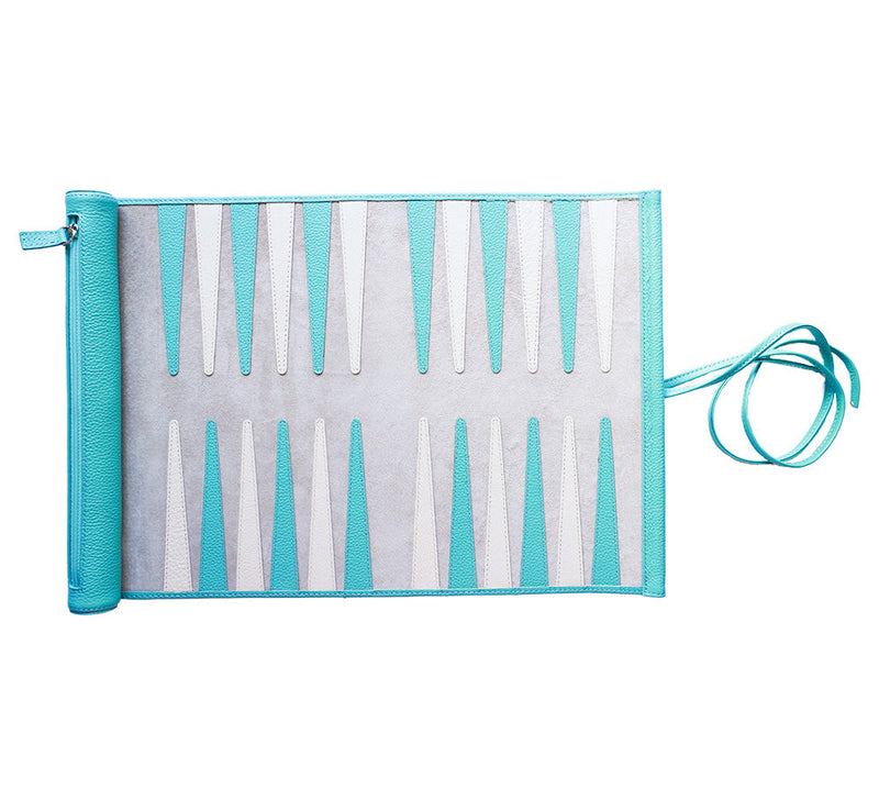 Roll Up Backgammon Games Aqua / White / Aqua 