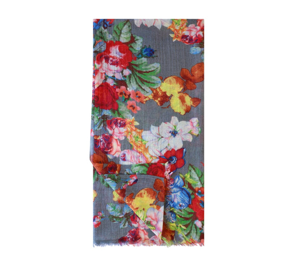 Romaine Bouquet Stole Pashmina & Scarves Grey 