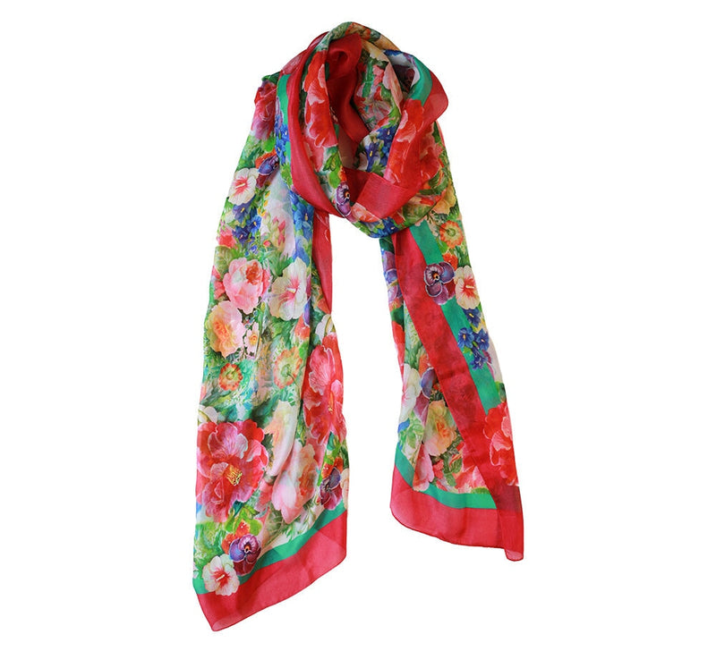Summer Garden Silk Scarf Pashmina & Scarves 