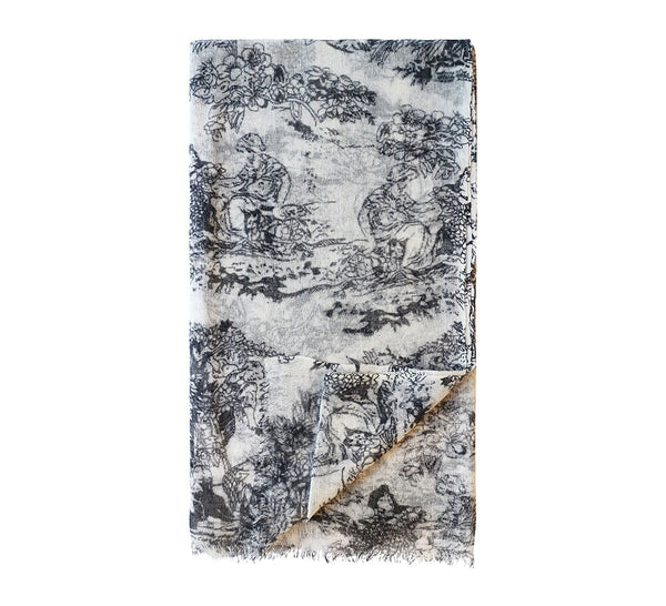 Toile Lightweight Wool Stole Pashmina & Scarves Black 