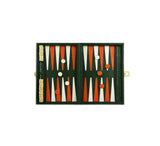 Travel Magnetic Backgammon Set Games Green / White / Orange 