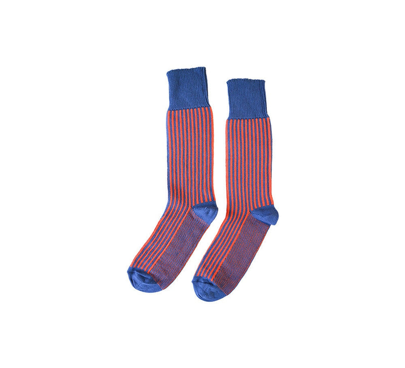 Vertical Stripe Socks Textiles Denim / Orange 
