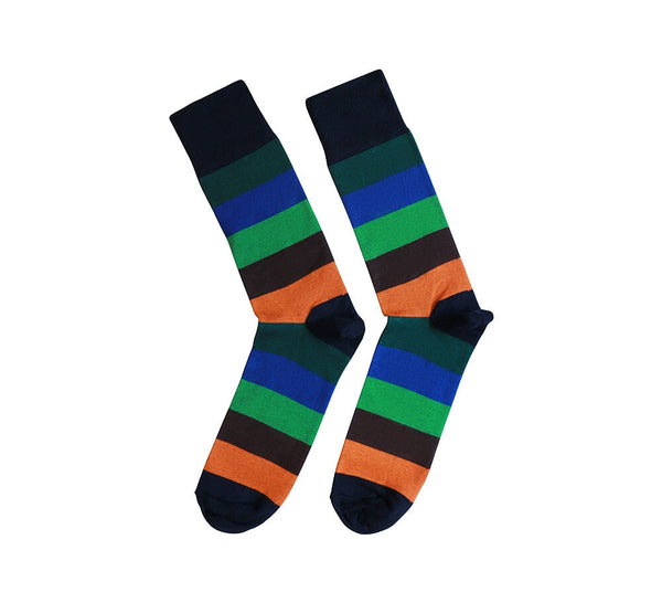 Wide Multicoloured Stripe Socks Textiles Navy 