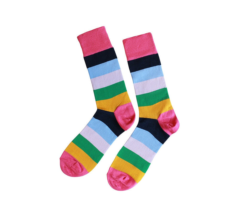 Wide Multicoloured Stripe Socks Textiles Pink 
