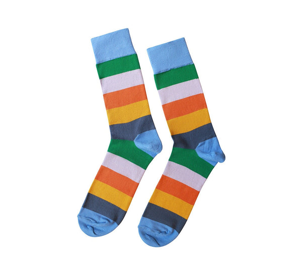 Wide Multicoloured Stripe Socks Textiles Powder Blue 